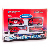Welly 98630-4C Велли Игровой набор "Служба спасения - пожарная команда" 4 шт. фото