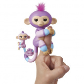 Интерактивная обезьянка Вайолет с малышом, 12 см FINGERLINGS 3543M
