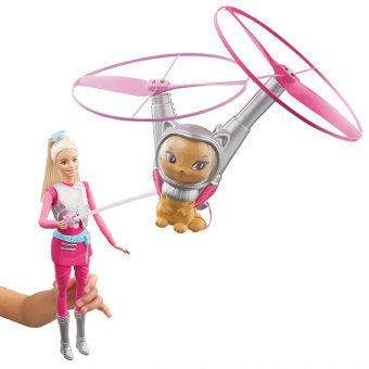 Barbie DWD24 Барби Кукла с летающим котом Попкорном из серии "Barbie и космические приключения"